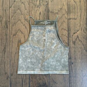 Sage Green Ribbed Crop Top